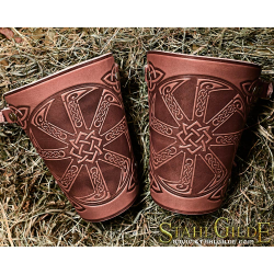 Leather Cuff LARP Slavic sun wheel Kolovrat 